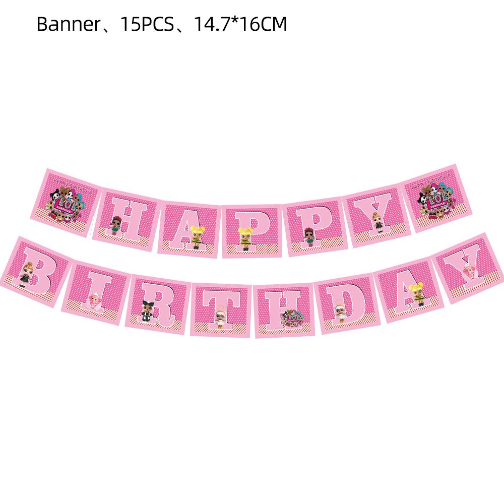 Surprise Doll Birthday Theme Decorations Backdrop Baby Shower Suppl Lol Party Cake Topper Balloon Paper Banner Plates Cups for Round Sensory Durable