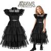 Wednesday Addams Kids Dress Cosplay Costume Party A-shaped Tiered Skirt