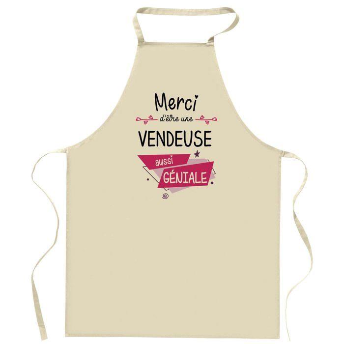 Tablier de cuisine - Merci Géniale - Impression bretonne - Coton résistant - Liens ajustables