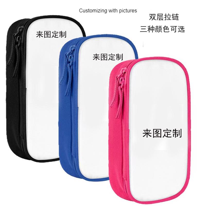 Double Pencil Case Blue Pink Girls Stationery Pencil Case Polyester Large Capacity Pencil Case D Storage