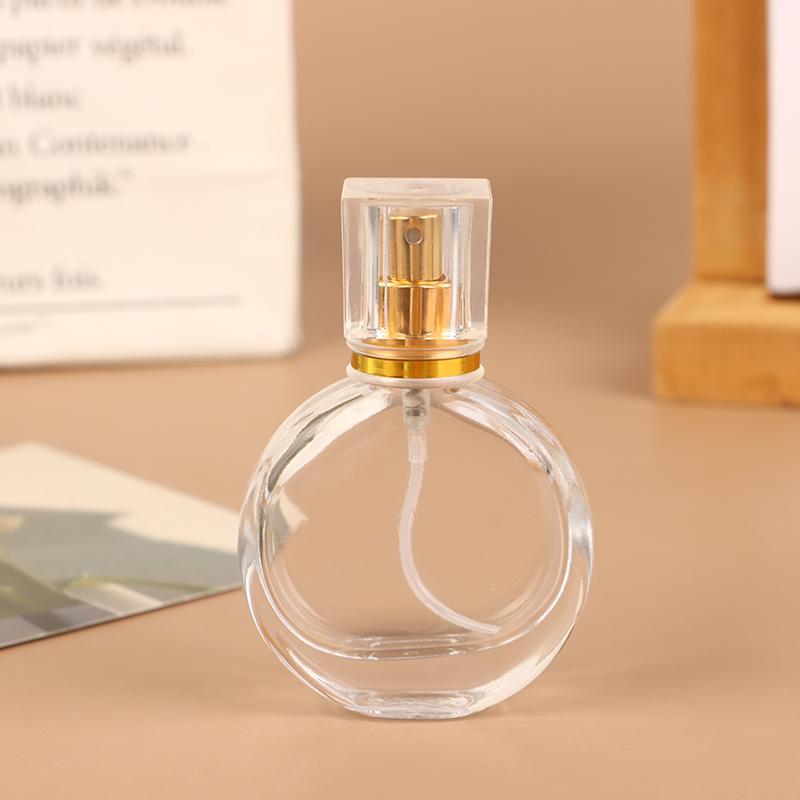 Flacon de parfum din sticlă de 25 ml, transparent, cu pulverizator tip ceață, flacon gol pentru parfum, recipient cosmetic pentru călătorie