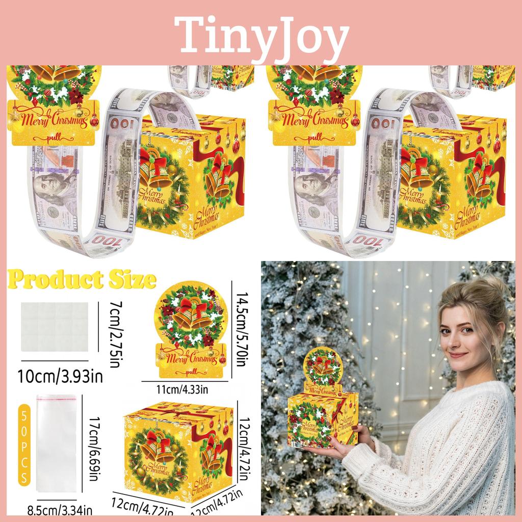 Gift Party Christmas Box With Bell Theme And Cash Enclosure For Celebrations