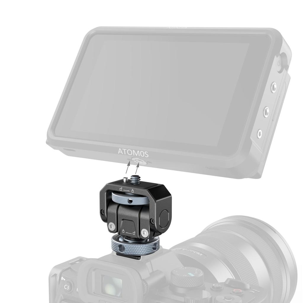 SmallRig Monitor Mount with Cold Monitor Rotation Adjustable for Field Recording 3809B Shoe, Holder, 360° (Left/Right), 180° (Front/Back),