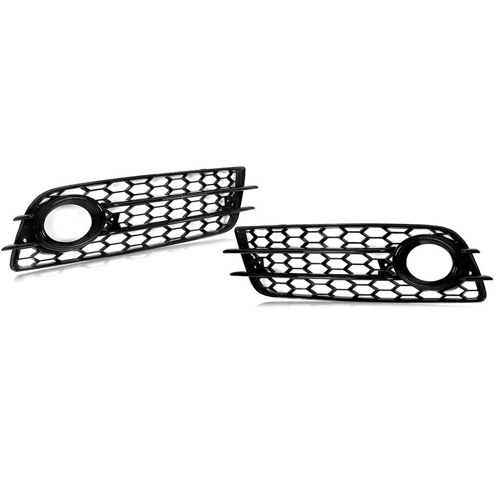 1 Pair Honeycomb Front Fog Light Grille Cover Bezel Trim Frames Left And Right Side Compatible For A4 B8 S-Line 2008-2012 8K0807682C 8K0807681C