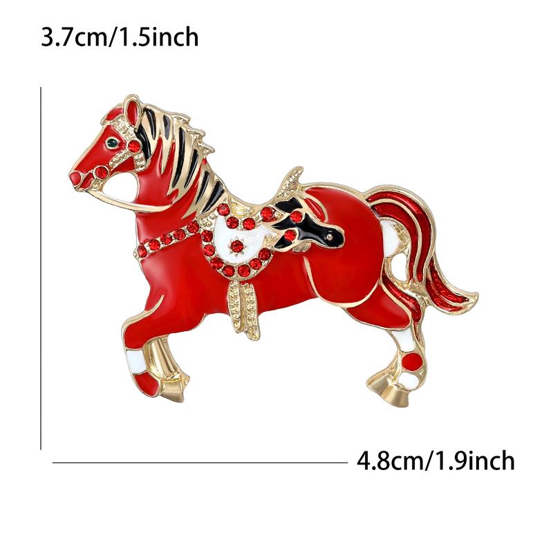 4-Color Alloy Running Horse Brooch Pins Fashion Exquisite Zodiac Horse Badge Women Kid'S Clothes Backpack Brooches New Year Gift