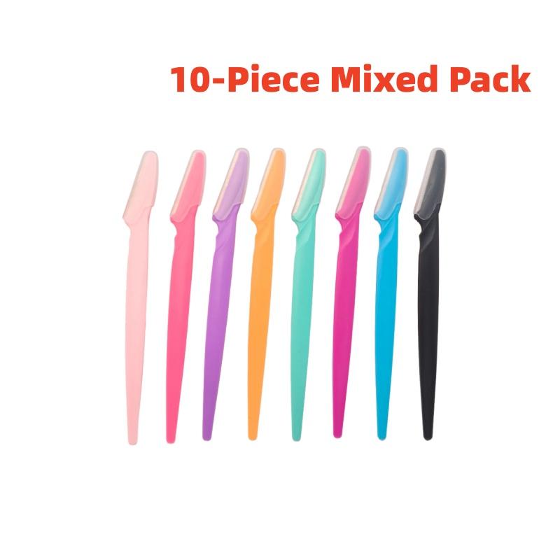 10-Piece Mixed Stainless Steel Matte Eyebrow Razors: Candy-Colored, Safety-Type with Straight Handle