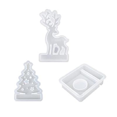 3 Pack Silicone Candle Stand Molds Candle Holders Round Concrete Forms Suitable for Pillar Candle Soft Crafting Texture