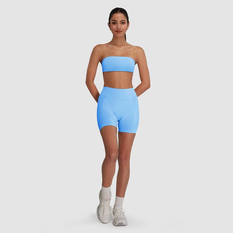 European and American unbound tube top seamless jacquard sports shorts yoga suit set high-end yoga suit summer S