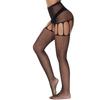 Schwarze Hohlstrick-Bikini-Netzsocken Jacquard-Muster Ganzkörperstrümpfe Damen Sexy Fischgrät-Strumpfhosen mit Blumen Gitter Party-Strumpfhosen