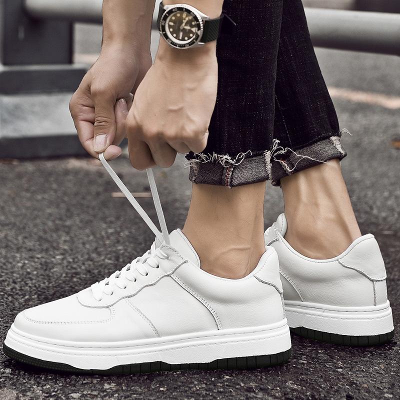 Autumn trend driving shoes breathable cowhide soft sole fashion British white shoes sports shoes casual board shoes men