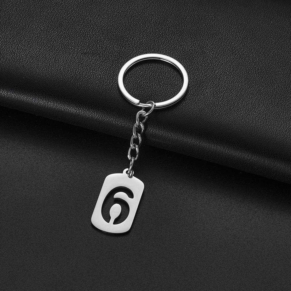 Versatile Stainless Steel Hollow Number Keychain Pendant
