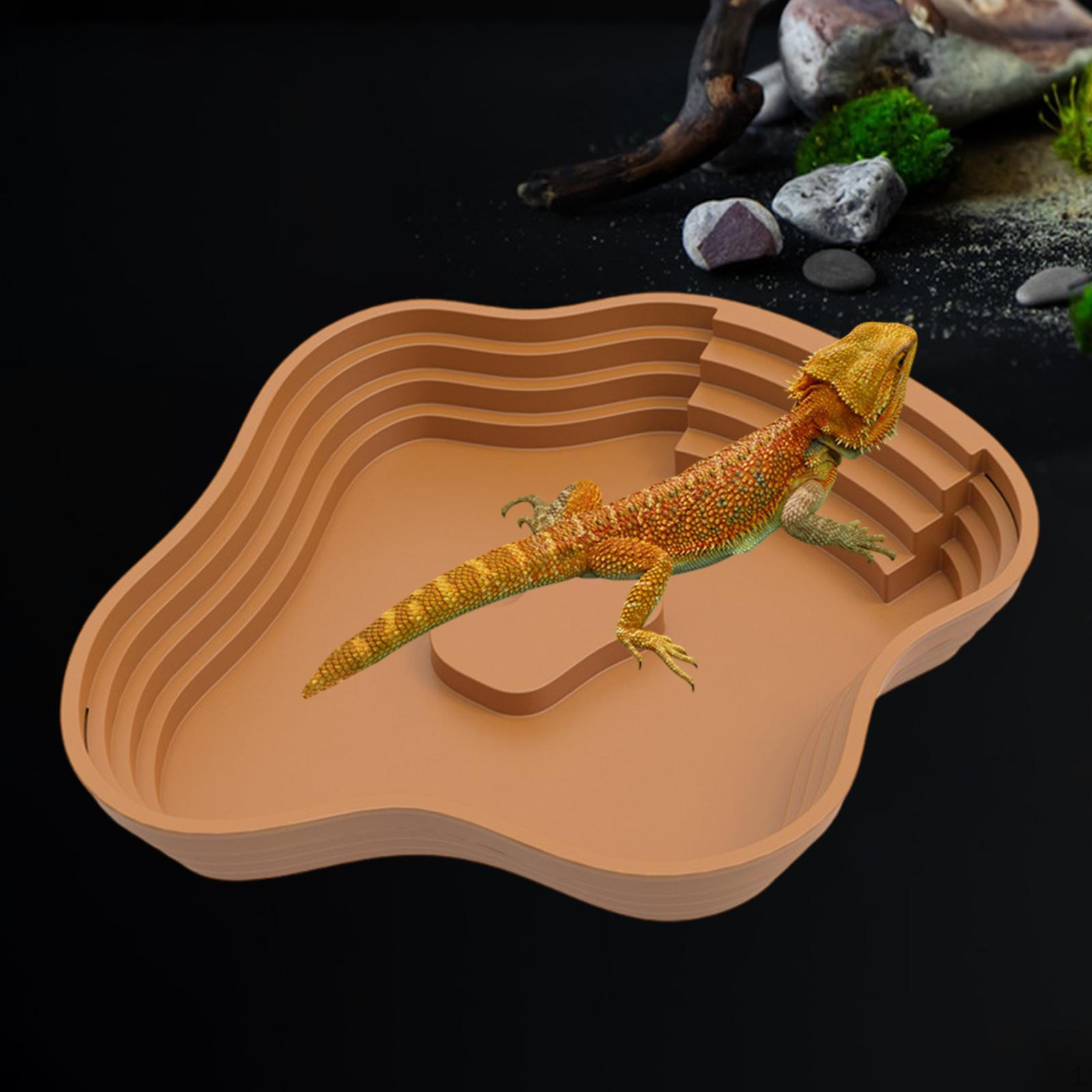 

Бассейн для купания рептилий, украшение среды обитания ящериц, миска для воды, кормушка для геккона Brown S