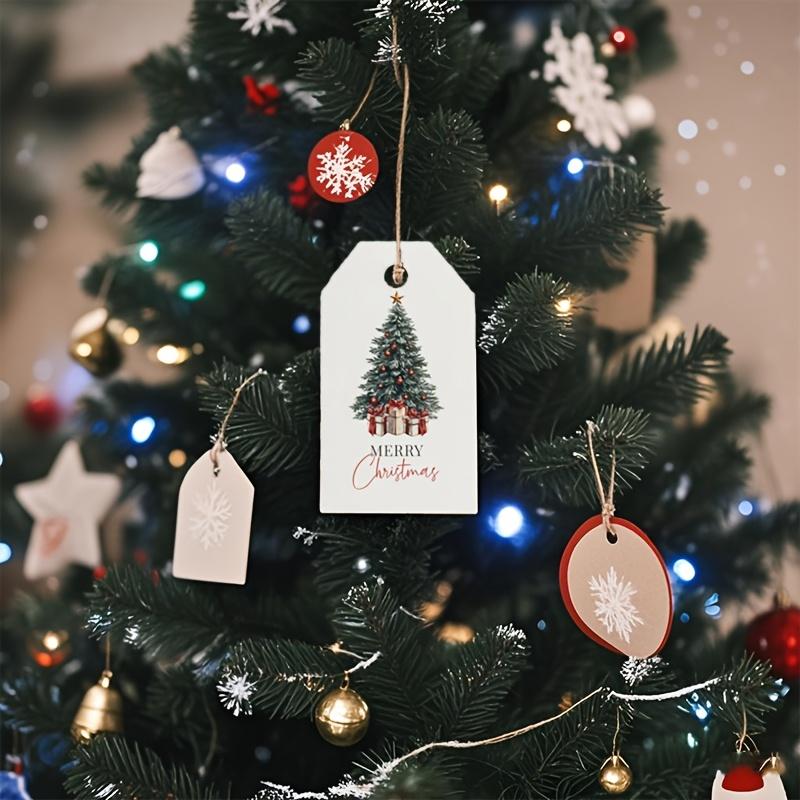 20pcs Christmas Tree Gift Tags with 5m of Twine - Elegant Holiday Hanging Decorations, Festive Greeting Cards for Gift Wrapping