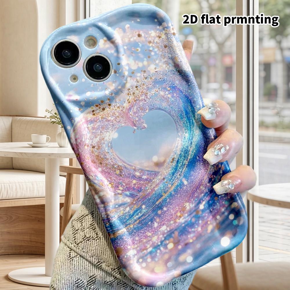 Phone Case: 2D Flat Design Suitable for iPhone 18 17 16 15 14 13 Pro Protective Case, Couple Style, Heart Wave, Christmas and Halloween Gift