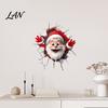 Holiday Window Clings Christmas Toilet Sticker, Funny Santa Claus Lid Tank Cute Ornaments Self-Adhesive 3D Hole Waterproof PVC Decal for Bathroom