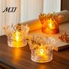 Led Candle Holder Crown LED Tea Light, Flameless Faux Crystal Night Cafe Soft Decoration Romantic Wedding Party Decor, Creative Gift for Birthday