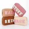Preppy Makeup Bag Chenille Letter Fluffy Cosmetic Storage Pouch Fuzzy  Travel Toiletry Bag Gift for Women and Girls