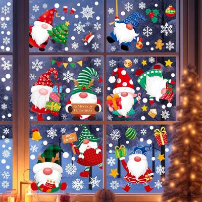 Christmas Decoration, Santa Claus Snowman Party Decoration, Elk Decoration, Snowflake Static Cling Stickers