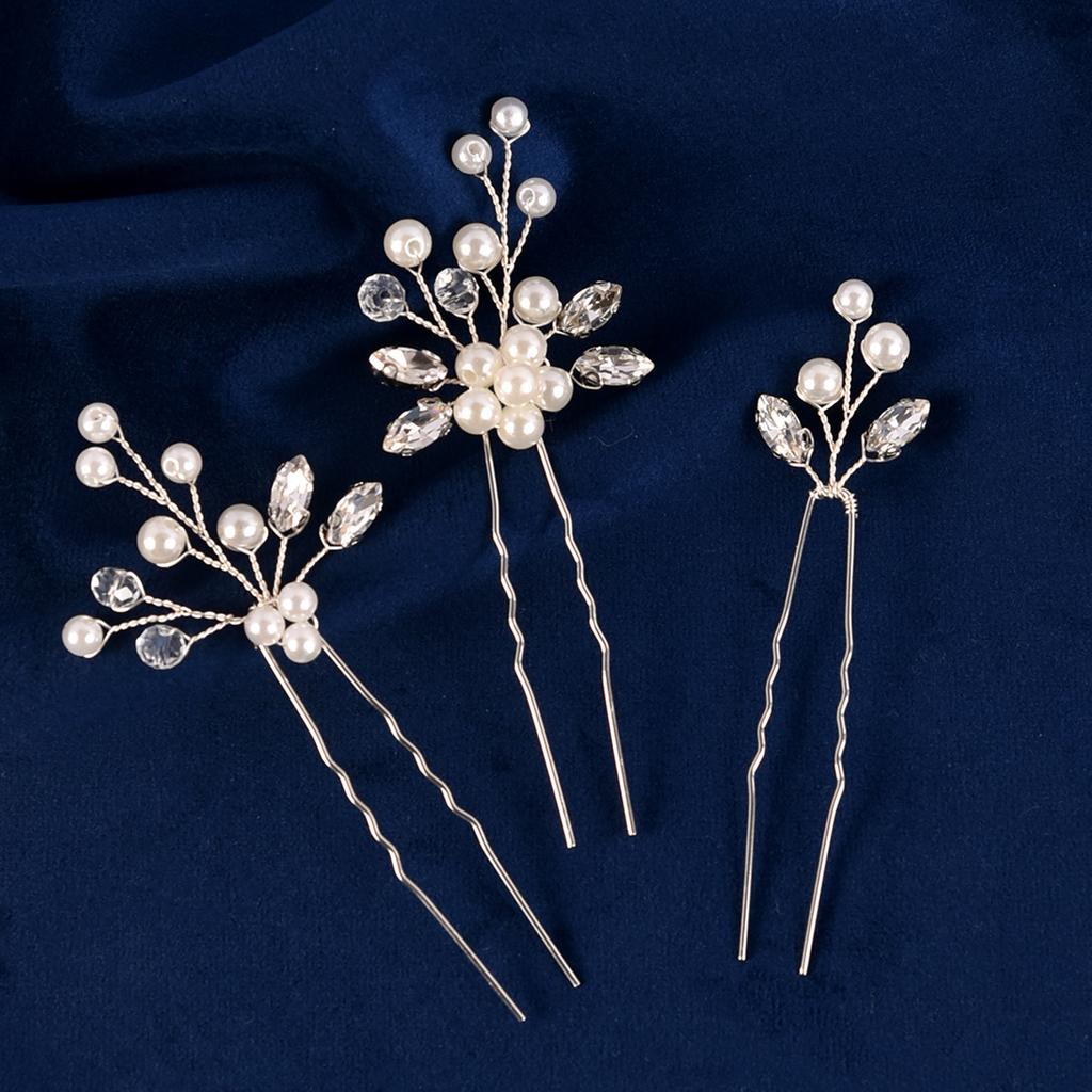 3Pcs Bridal U-shaped Pin Metal Barrette Clip Hairpins Rhinestone Wedding Hairstyle Design Tools Women Wedding Hair Accessories