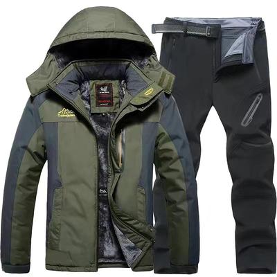 Tute da alpinismo per uomo autunno e inverno, abiti da lavoro, abiti oversize, giacche termiche + pantaloni termici, set da 2 pezzi