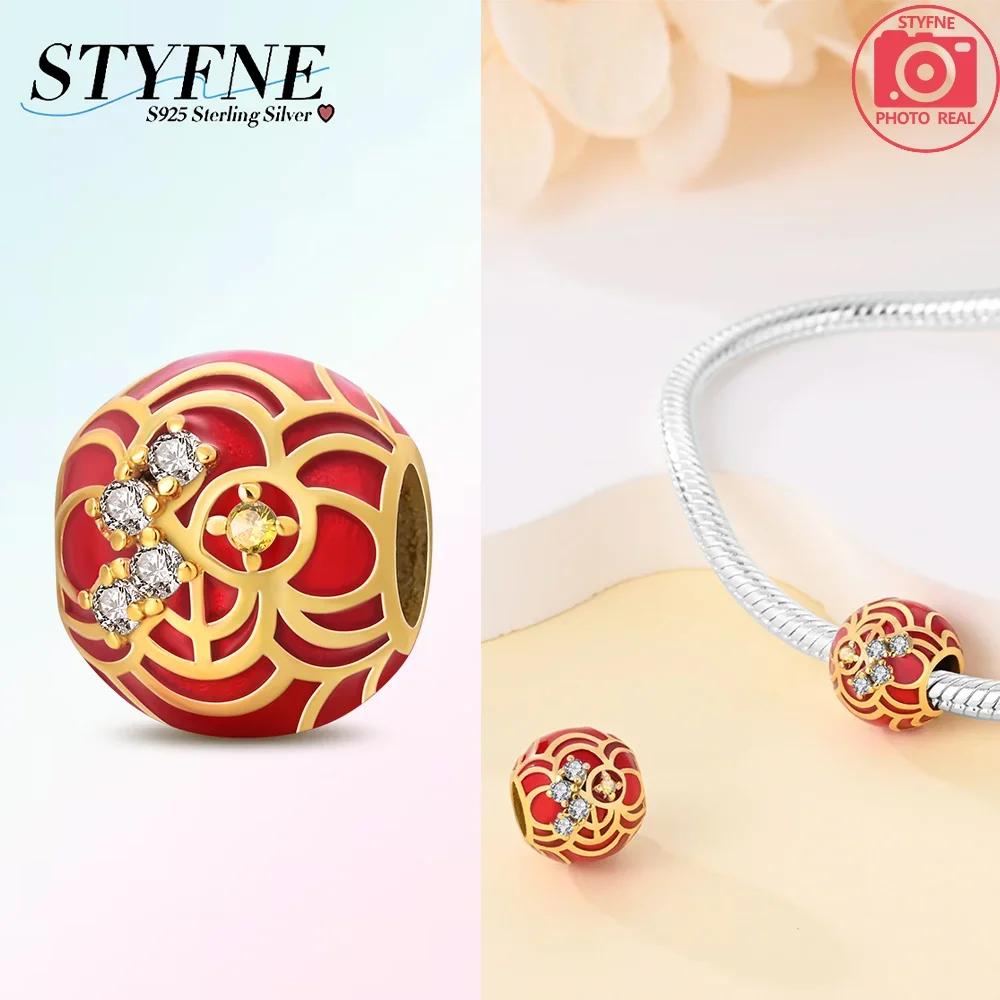 Original Copper Red New Year God Wealth Firecracker Pendant Gold Coin Beads Fit Bracelet Women Diy Gift Accessory