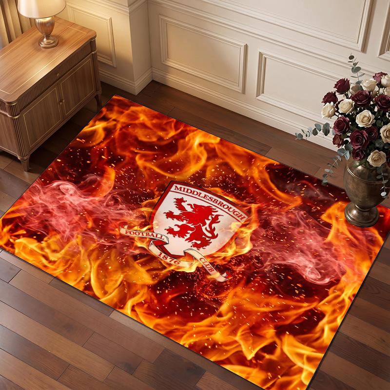 Tappeto in Velluto di Cristallo con Stampa del Middlesbrough Football Club, Comodo Assorbente d'Acqua Antiscivolo Tappeto per Pavimenti Interni