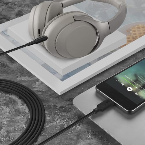 Geekria USB-C Digital to Audio Compatible Cable for Sony WH-1000XM6, ULT WEAR WH-1000XM5, and WH-XB920N Headphones, 1.2m with In-Line Mic and Volume C