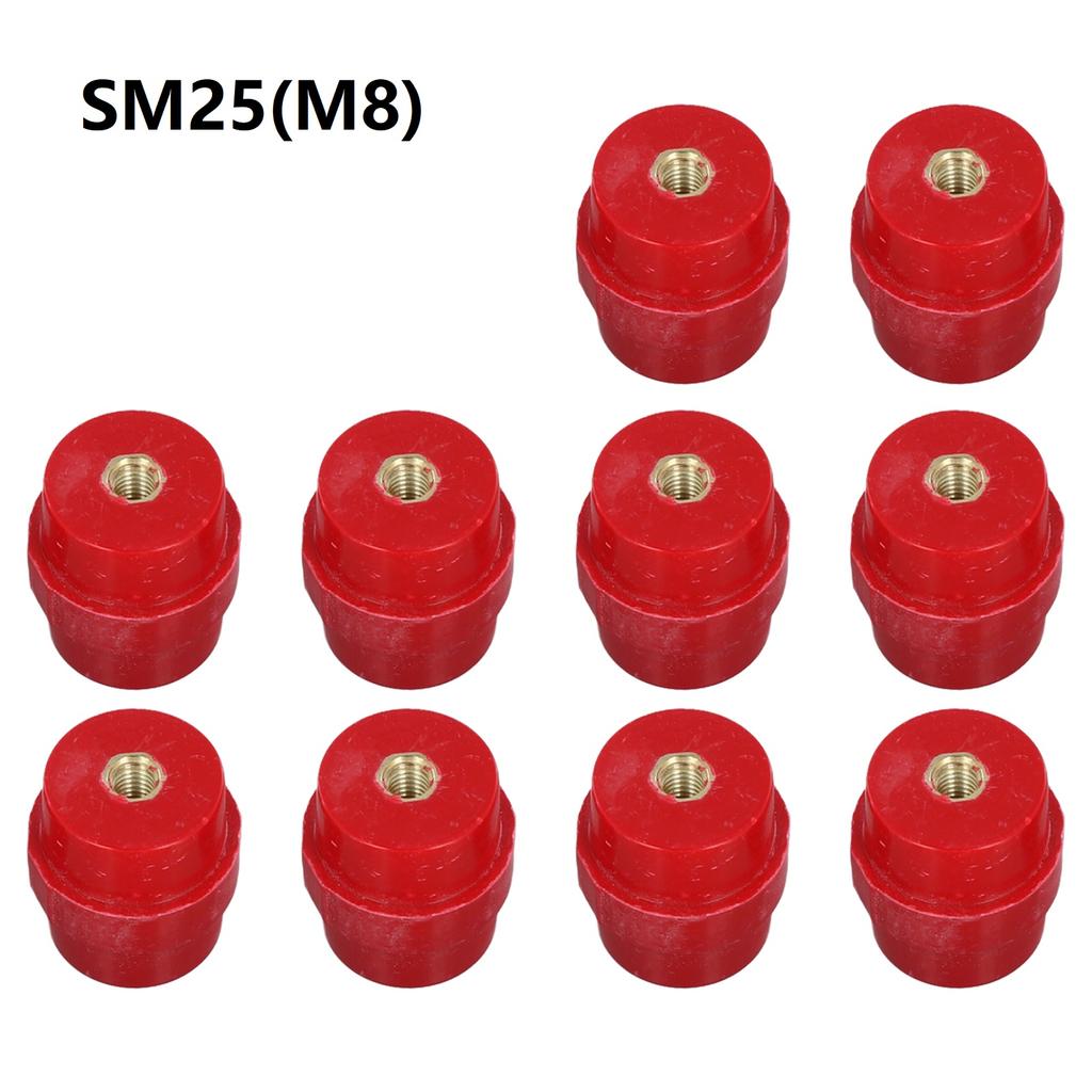 10Pcs Red Busbar Insulators SM-25 M6 High Strength Polyester Spacer Insulators Made Of BMC Material With Good Insulation