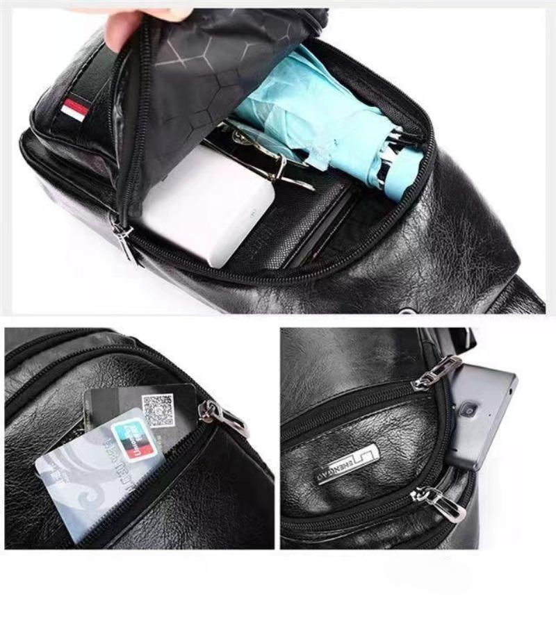 1 Stück Neue Brusttasche Herren Lässige Mode Weiches Leder Schulter Messenger Bag Student Reise Trendige Marke Brust Schräg Rucksack