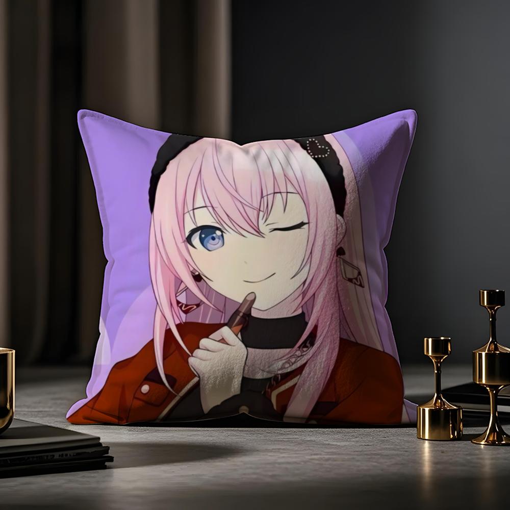 Project Sekai Anime Young Cushion Cover Anti-dustmite Pillowcase Invisible Zipper Silky Short Plush Sofa Cushion Cover