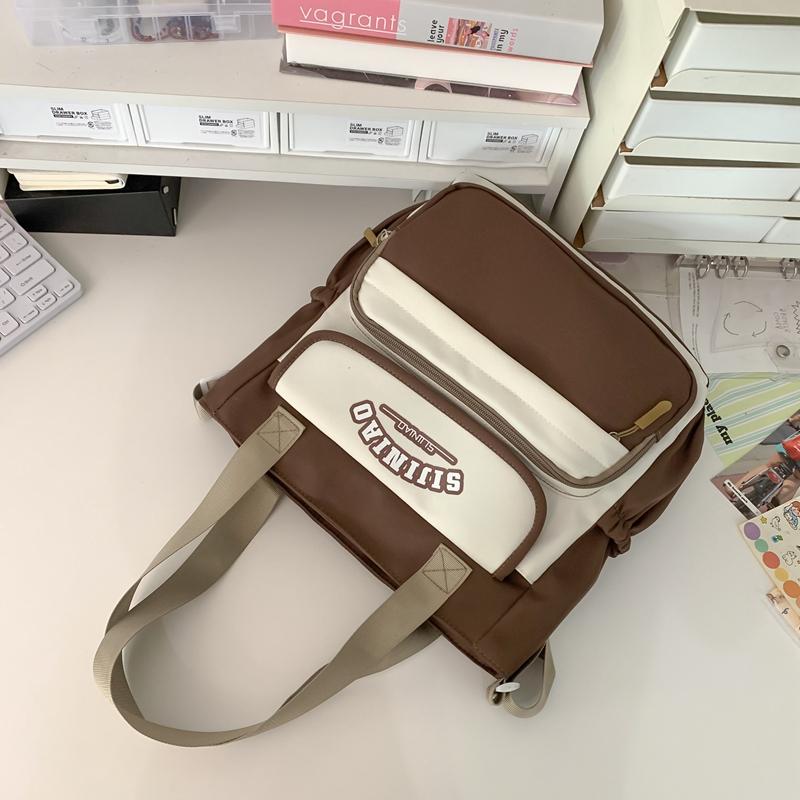 Student Shoulder Bag Contrast Color Crossbody Bag Women's Commuter Class Handbag