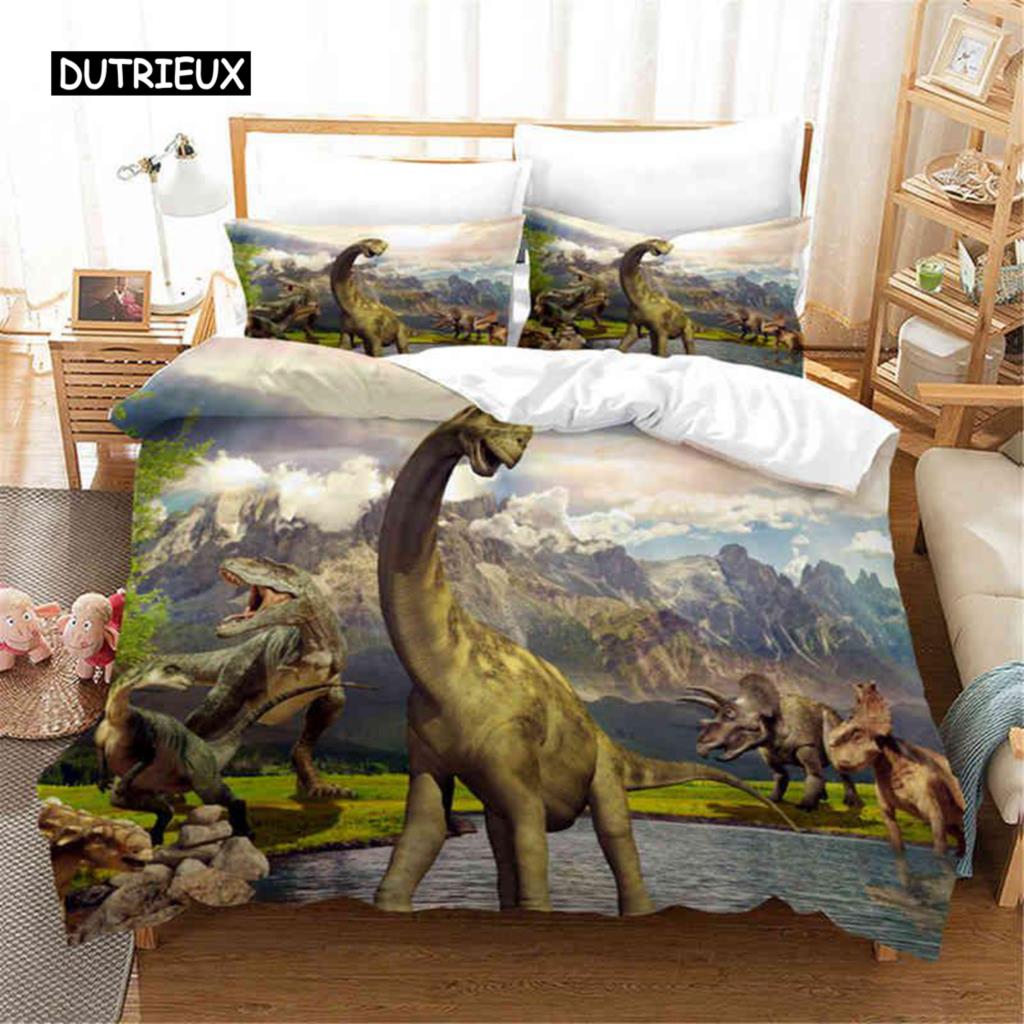 Dinosaur Duvet Cover Set King Size Jurassic World Battle 2/3 Piece Twin Bedding Set Unique Dinosaur Bedding for Kids and Adults