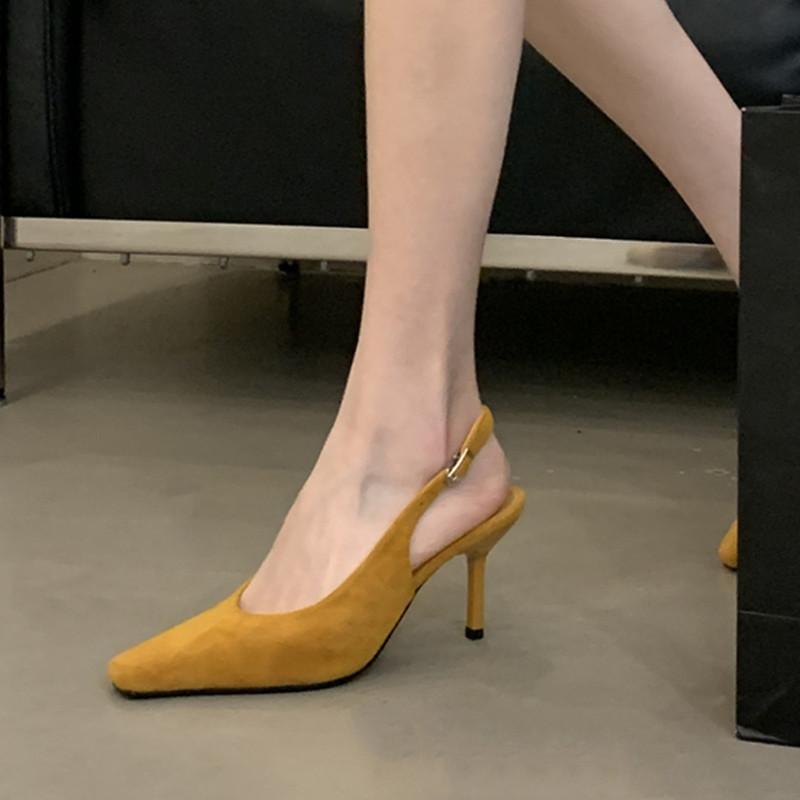 Fashion Bailamos 2025 Autumn Women Sandal Fashion Round Toe Shallow Slip On Ladies Elegant Pumps Shoes Thin High Heel Slingback Shoes