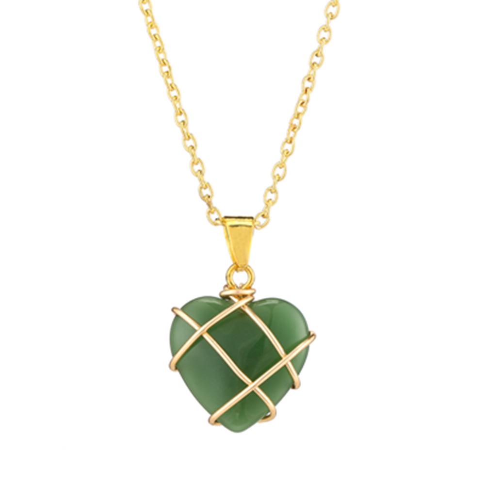 Crystal Heart Necklace with Natural Colored Gemstone Pendant - DIY Wire-Wrapped Heart Shape
