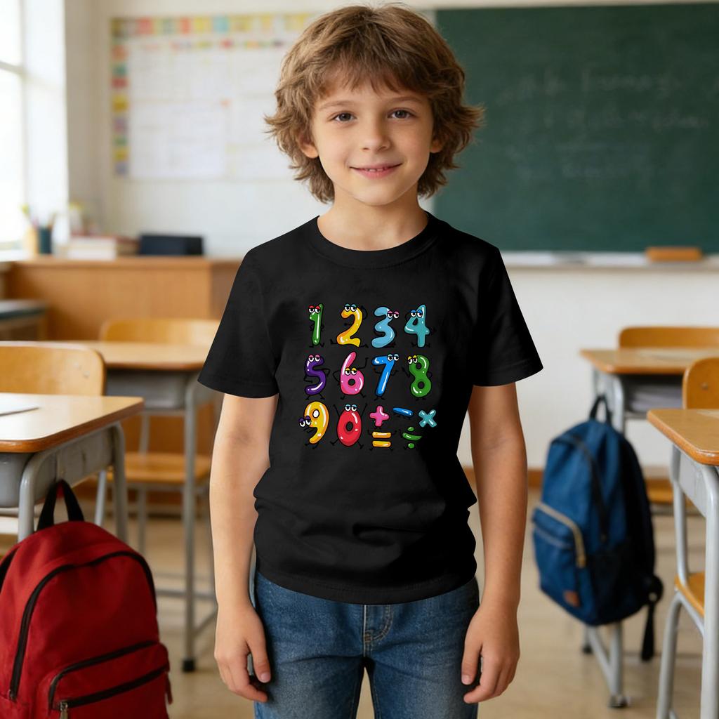 Modische Rundhals-Kurzarm-Arbeitskleidung bedruckte Oberteile für Kinder-Sommeroberteile