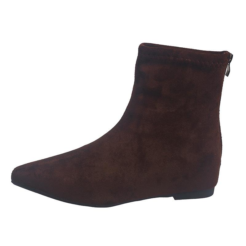 Korean version of retro niche pointed head low heel short boots women's autumn and winter new suede fashion versatile and thin fashion boots