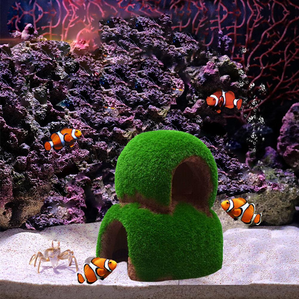 

Resin Artificial Ornaments Moss House Hideout Fish Tank Aquarium Decoration For Fish Shrimp as picture show #1