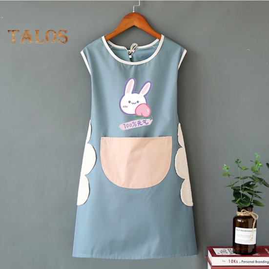 Cooking Apron Contrast Color Oil-proof Workwear Lovely Sleeveless Dinner Apron for Home