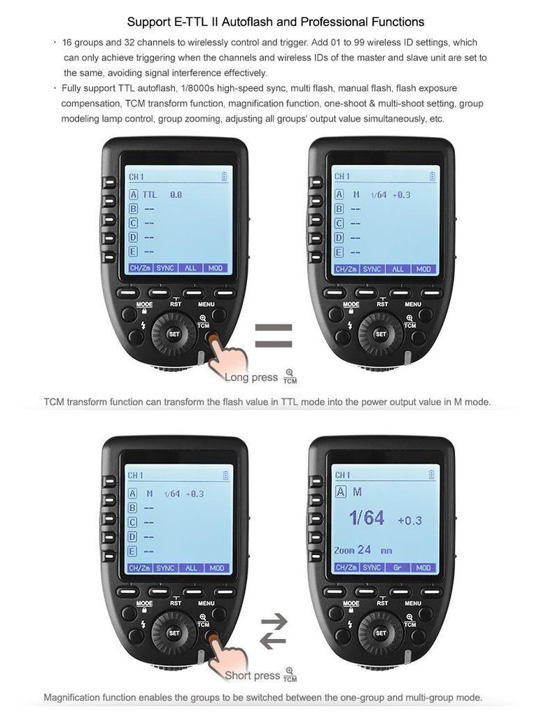product with technical compliance mark and Japanese manual Godox II Wireless Flash Trigger High Speed Sync X System High Speed Large Screen LCD Screen