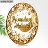 2D Flat 1pc Ramadan Mubarak Wooden Sign Hanging, Gold Petal Printed Art Decoration, Home Entryway Living Room Bedroom Balcony Garden Decor, Country