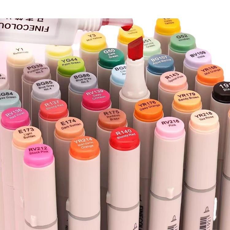 Fakale FINCOLOUR 2nd Gen Double-Ended Alcohol/Oil-Based Marker Pens, 160 Colors for Hand-Painting & Anime Design