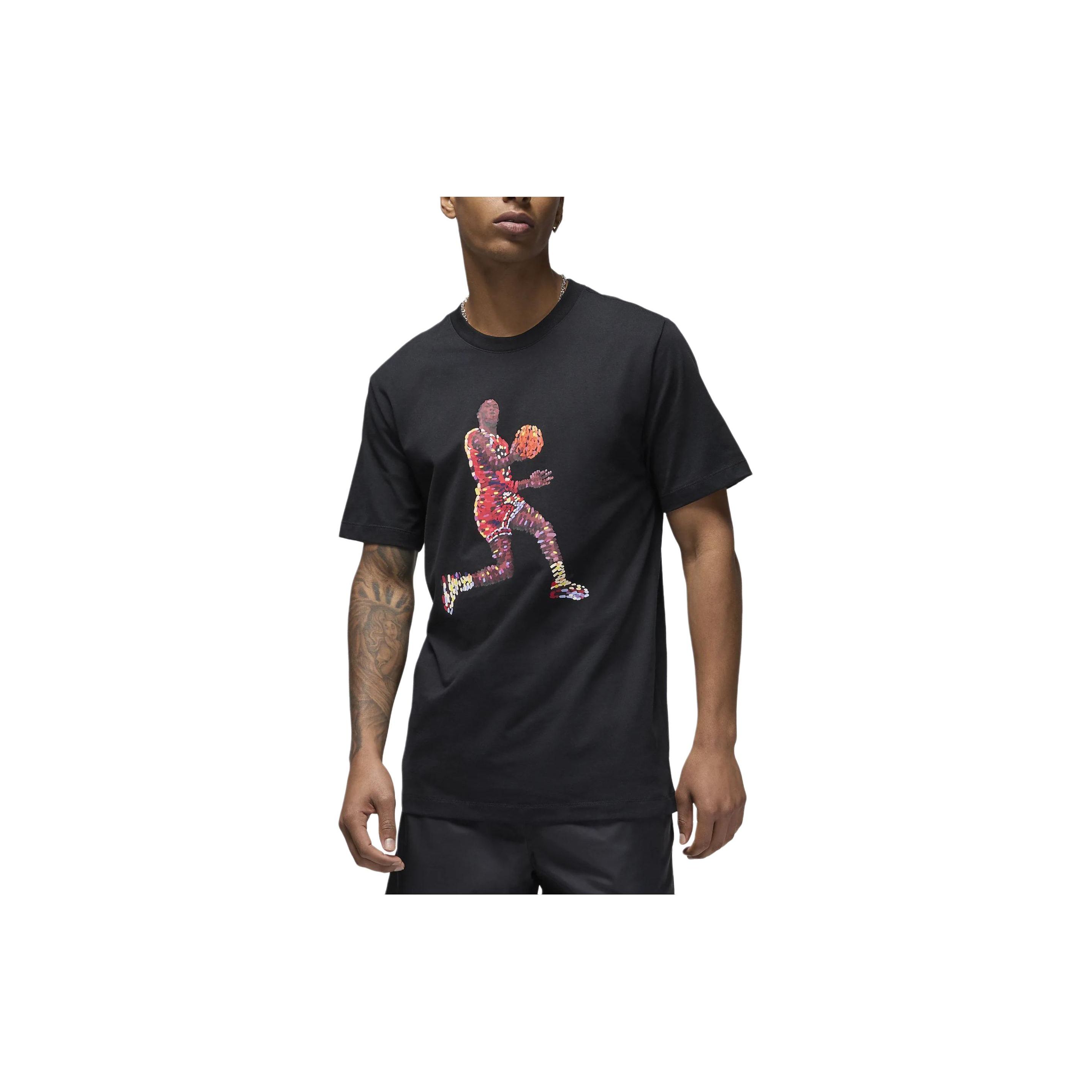 

Jordan Необходимое для полета Принтованная футболка с круглым вырезом Повседневная с коротким рукавом Мужские топы Черный FN6000-010 L