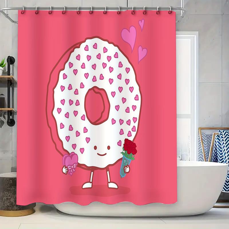 

Donut Shower Curtain Cute Food Bathroom Decor Set Waterproof Fabric Washable Dorm Room Hanging Panel Artistic Home W60H190(CM)-1 Pcs