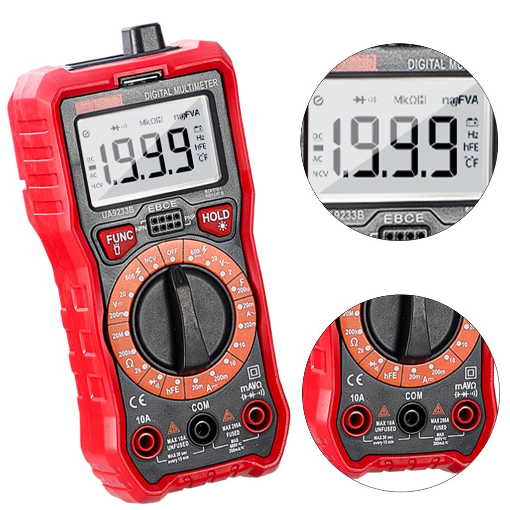 Multimeter Tester,4000 Counts Volt Meter Auto-Ranging Ohmmeter Digital 1.5v/9v/12v Battery Measure Voltage Current Resistance
