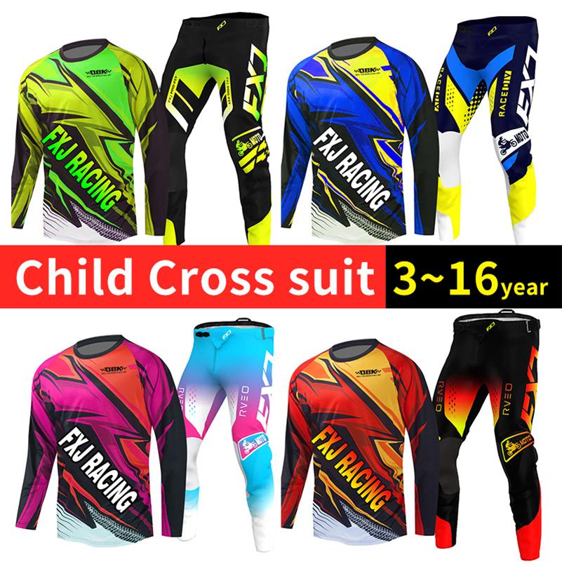 Motocross dişli seti çocuklar için 4 5 6 7 8 9 10 11 12 13 yaş Genç çocuk Motosiklet erkek kız Jersey Pantolon Kitleri yarış kıyafeti Off-road Enduro MX MTB
