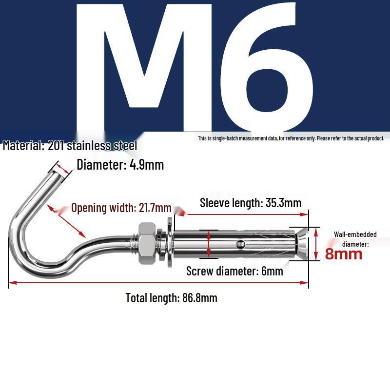 Steel Expansion Hook and Anchor Bolt for Water Heaters, M6M8M10M12