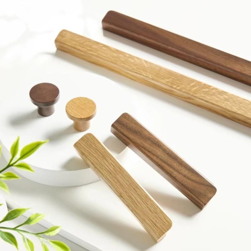 L Shaped Cabinet Pull Oak Walnut Bar Handle Elegant Wooden Knob