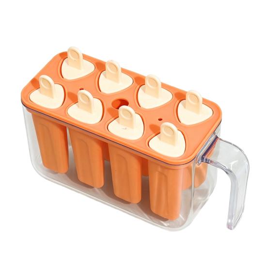 

Ice Cream Mold 8 Cavities Release DIY Summer Food Grade Easy Freezer Ice Lolly Mold Ice помаранчевий