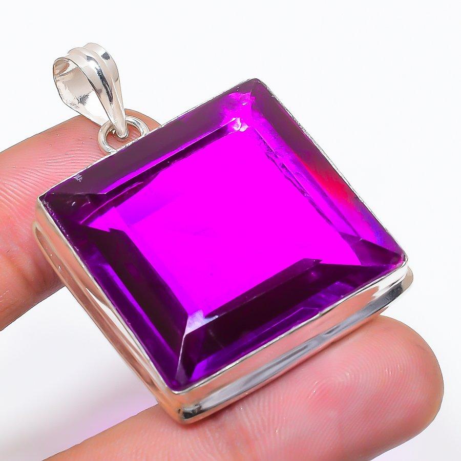 Натуральный аметист Драгоценный камень 925 пробы Стерлинговое серебро Ювелирное изделие Подвеска 1,97  AP-14199