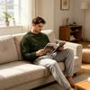 Men's Loose Fit Long Sleeve Crew Neck Sweatshirt Lightweight Fleece Pullover Casual Top for Everyday Wear